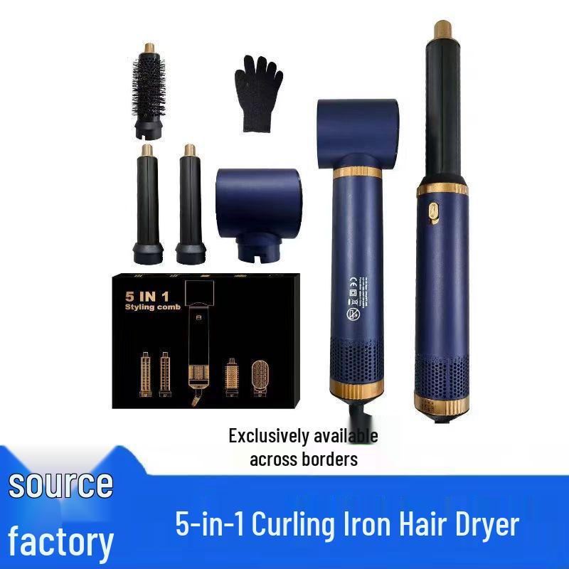 Multi-Functional 5-in-1 Hair Dryer & Styling Tool: Curling Iron, Straightener, Fluffy Comb, Hot Air Brush