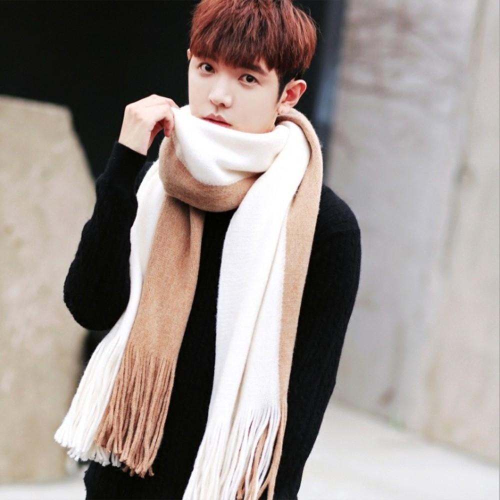 Korean Style Women Cashmere Scarf Windproof Winter Neckerchief Long Wool Tassel Scarf Women/Male