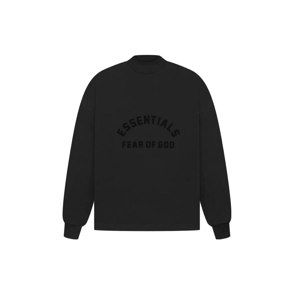 Fear of God Essentials Summer 2023 New Release Essentials Core Single Letter Print Crew Neck Long Sleeve T-Shirt Men Tops Jet-Black 125SP232016F
