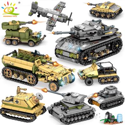 1061PCS 8in2 WW2 Exército Caminhão Tanque Bloco de Construção Carro Militar Avião Arma Soldado Figura Modelo Tijolos Brinquedos para Crianças