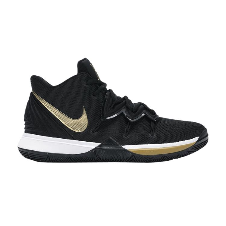 

Nike Kyrie 5 GS Black Metallic Gold Kids Sneakers White Wolf-Grey AQ2456-007