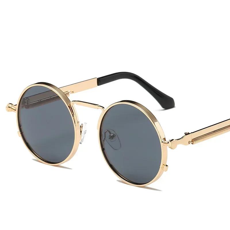 Vintage Men Sunglasses Women Retro Punk Round Metal Frame Colorful Lens Sun Glasses Fashion Eyewear  mujer