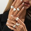 SHIXIN 6 Styles Trendy Moon Love Heart Adjustable Open Rings for Women Creative Geometric Irregular Wide Knuckle Ring Lady Gifts