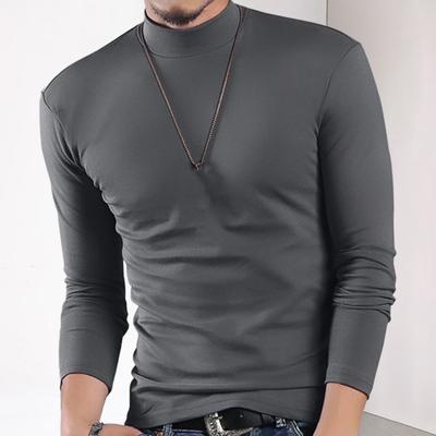 Top Fitness Uomo Primavera Autunno Vestibilità Slim Collo Mezzo Alto Elastico Lungo