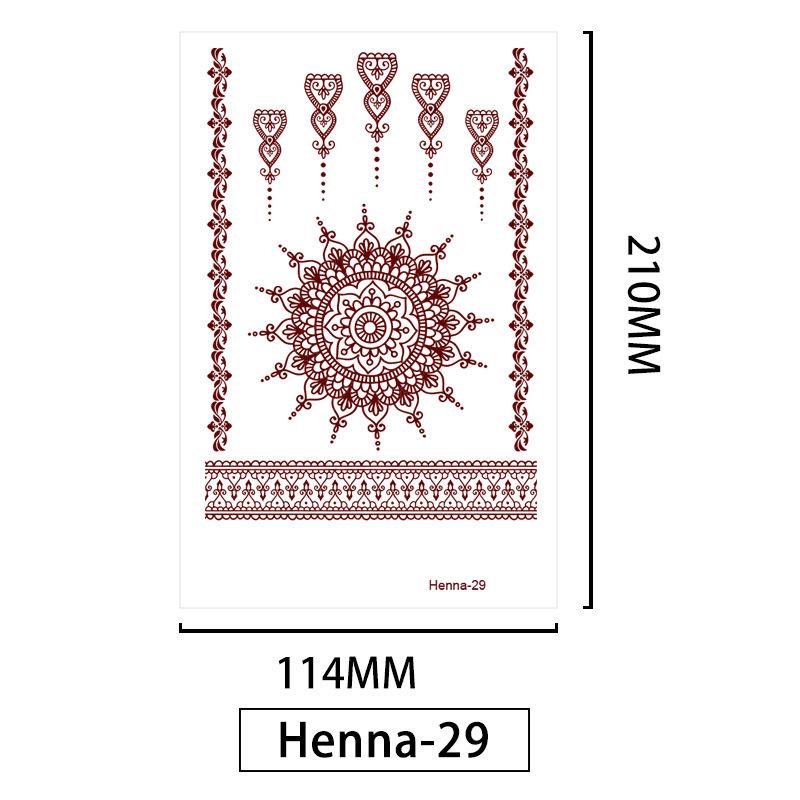 Lace Brown Waterproof Henna Flower Tattoo Stickers for Hands