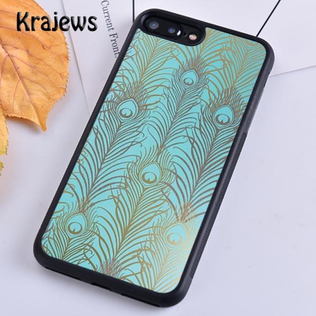 Krajews Turquoise Stone Flora Peacock Feather Phone Case For iPhone 17 Air 16 15 14 plus 11 12 13 pro max coque Fundas