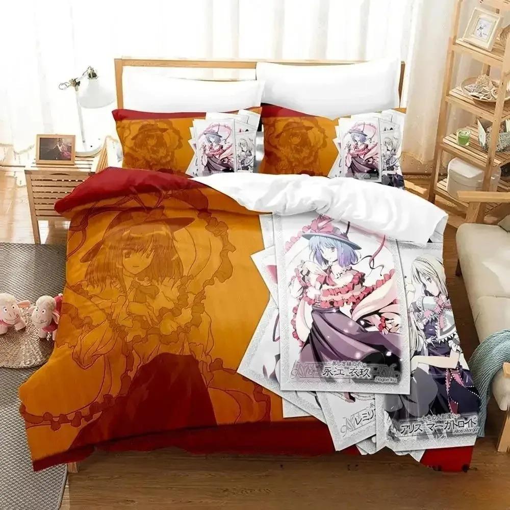 3D Print Anime Touhou Project Bedding Set Duvet Cover Bed Set Quilt Cover Pillowcase Comforter king Queen Size Boys Adult A