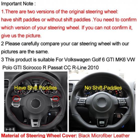 Hand Sewing Steering Wheel Cover For Volkswagen Golf 6 GTI MK6 Polo GTI Passat