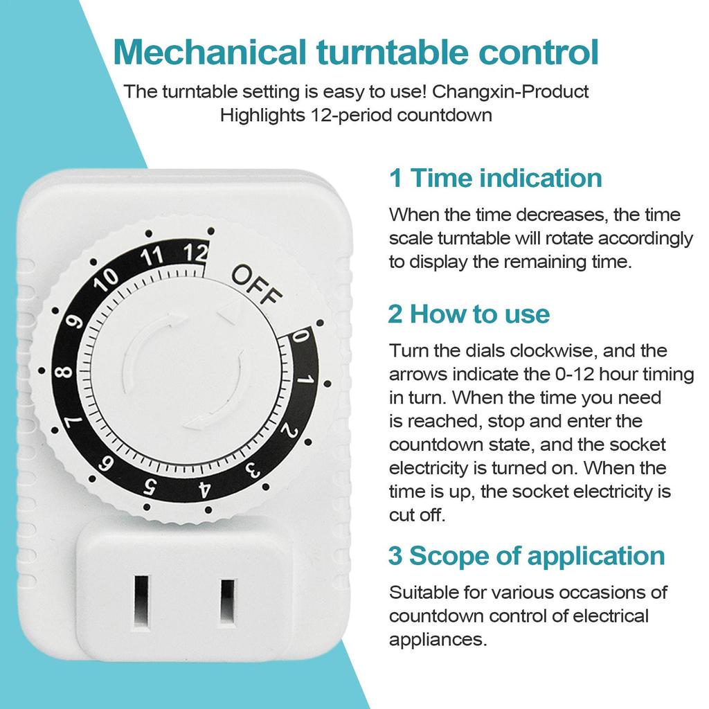 12Hour Cyclic Timer Switches Kitchen Timer Outlet Universal Timing Socket Mechanical Timer US Plug Timing Socket