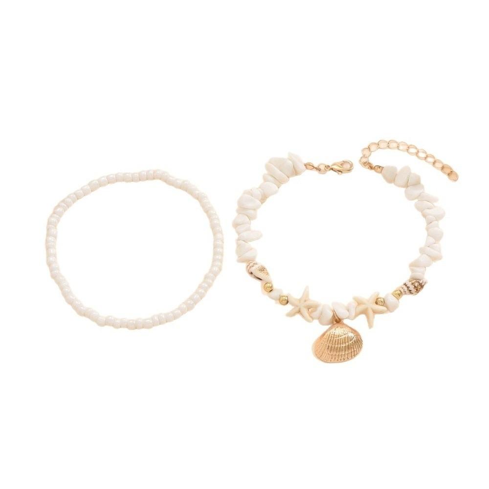 Chaîne de Pied Étoile de Mer Perle Bijoux de Plage Simple Cheville Perles Vacances