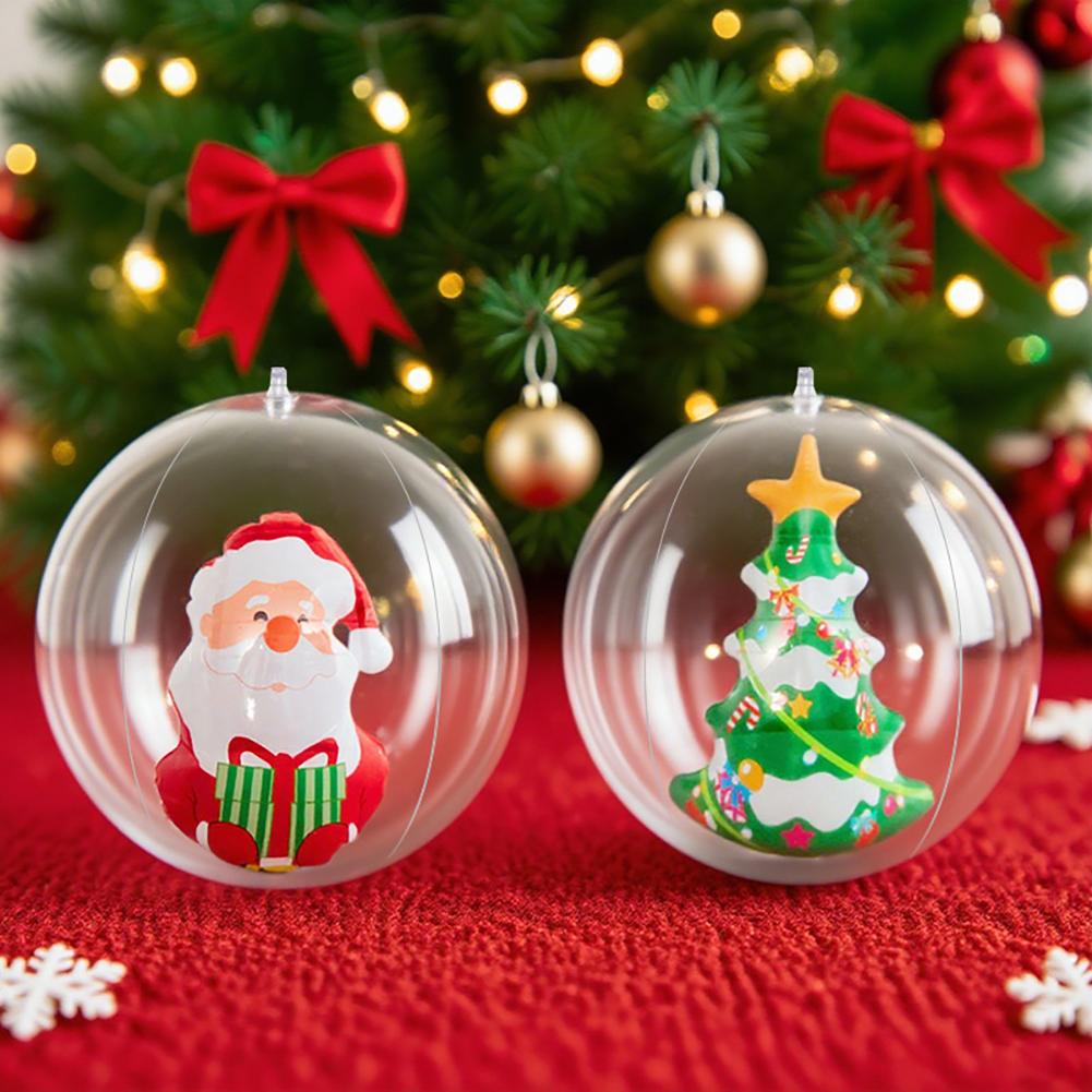 48cm Christmas Inflatable Ball Pendant Colored Xmas Print Ball Decoration Ornament Celebration Ball Party Home Festive Decor
