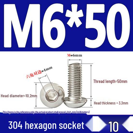 ISO7380 Stainless Steel Hex Drive Dome Head Screws - M2 to M16