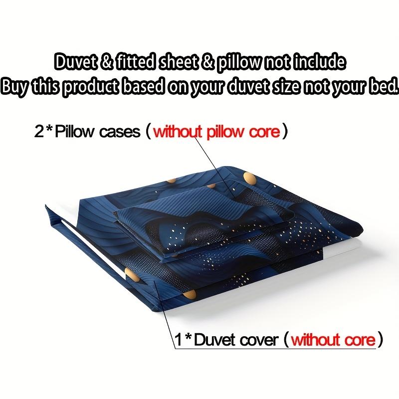 3Pcs Duvet Cover Set, Includes 1 Duvet Cover And 2 Pillowcases, No Insert, Ultra-Soft Comfortable, Navy Blue Golden Abstract