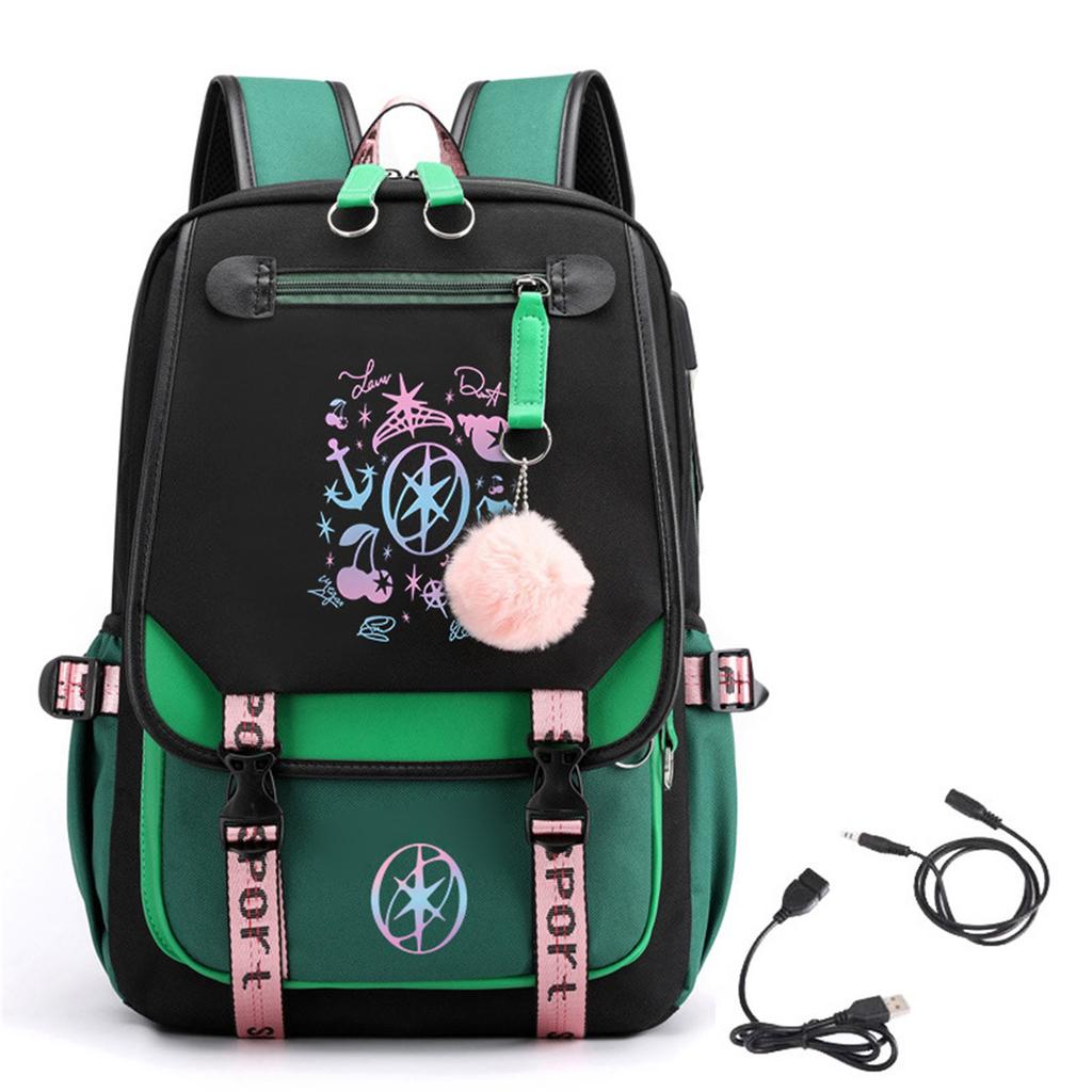 Gradient Print Backpack with Color Block Design, Large Capacity Travel and School Backpack for Men and Women
