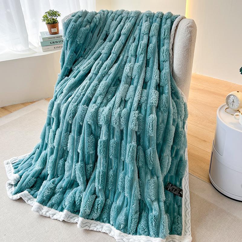 Soft and Comfortable Sofa Air Conditioner Blanket Universal in All Seasons Modern Simple Imitation Bamboo Knot Flannel Blanket