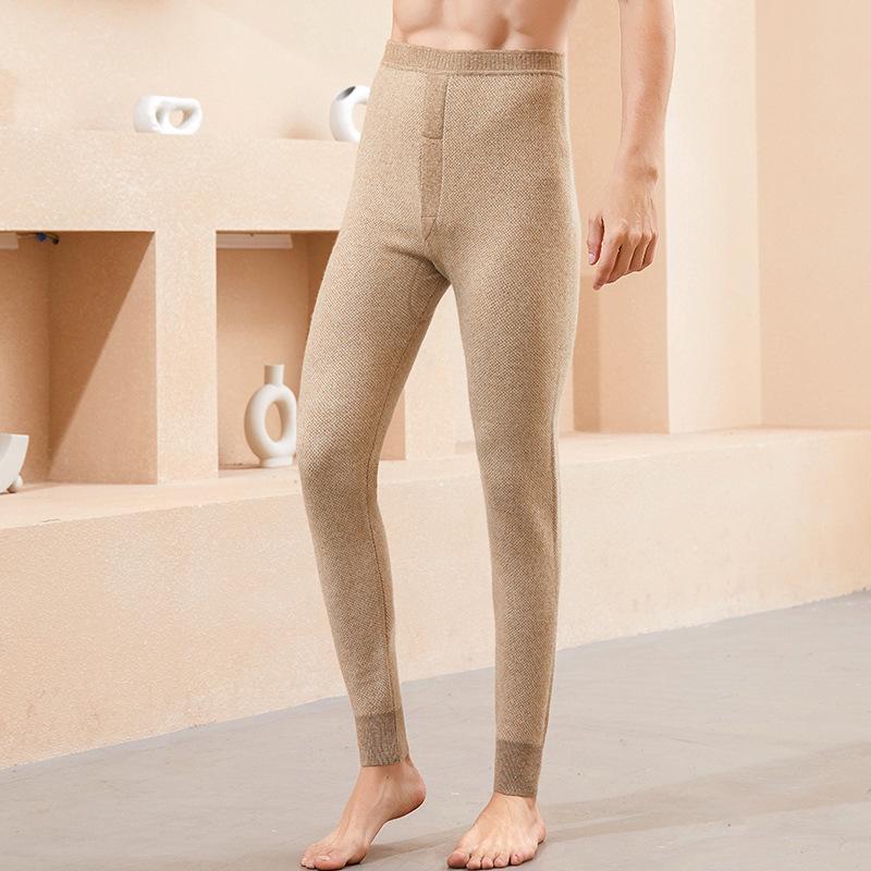 Unisex High-Waisted Wool Blend Pants - Thick, Heat-Generating, Slim-Fit Inner Layer for Warmth