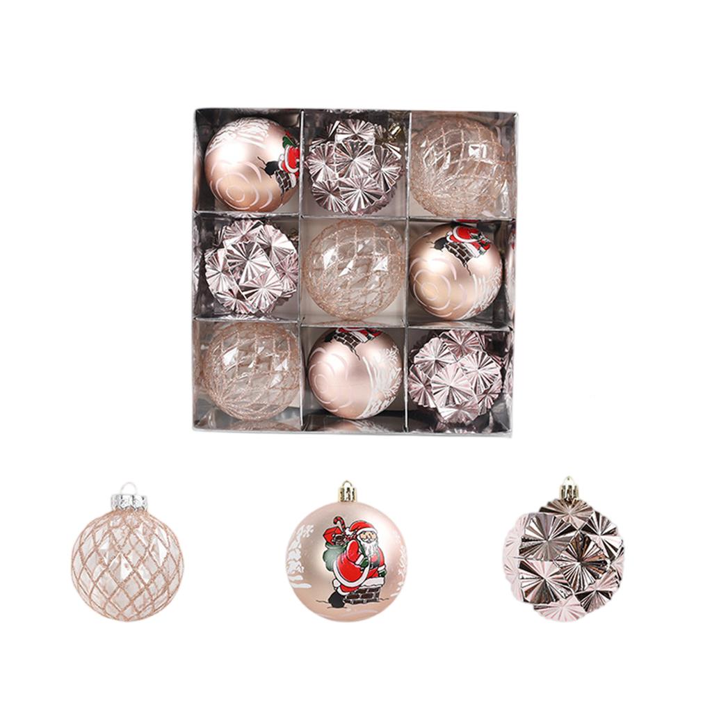 9 Pcs 8 Cm Christmas Ball Ornaments For Holiday Wedding Party Tree Decorations,gold/red/sliver/rose Sliver