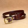 Women's Antique Cowhide Belt Copper Buckle Women's Casual Versatile Premium Retro Leather Belt