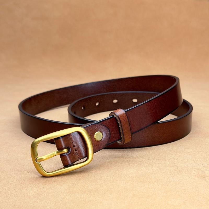 Women's Antique Cowhide Belt Copper Buckle Women's Casual Versatile Premium Retro Leather Belt