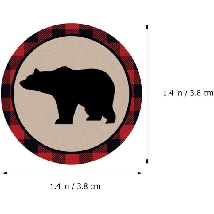 

180 шт. Наклейки с темой «Клетчатый медведь лесоруба», круглые самоклеящиеся запечатывающие наклейки, упаковочные наклейки, клейкие материалы, 20 листов декоративных наклеек