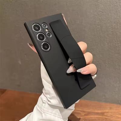 Luxuriöses Ultra-Dünnes Mattes Elastisches Silikon-Armband Stoßfestes Case Für Samsung S25 S24 S23 Ultra S25 Plus PC Hart Transparentes Cover