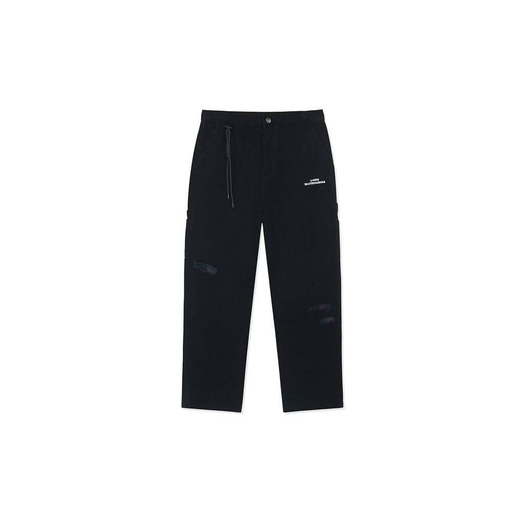 Li Ning Natural Skater Loose Solid Color Straight Leg Sports Casual Pants Men Pants Black AKXS799-2