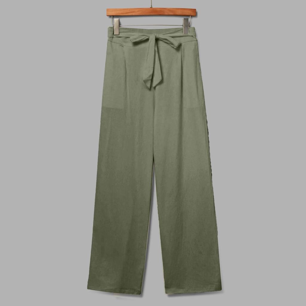 Women's Casual Straight Leg Pants Solid Color Casual Long Pants With Pockets