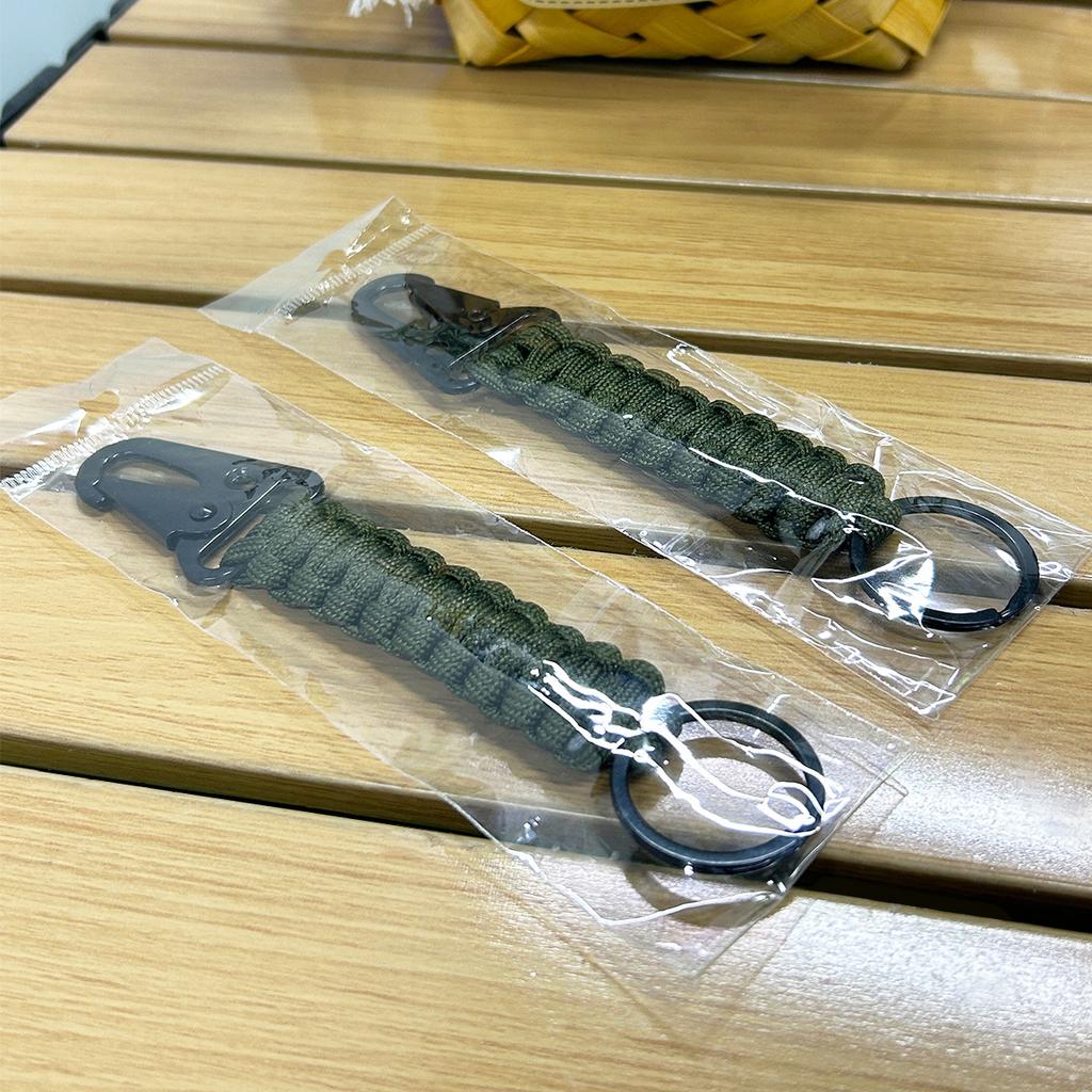 Emergency Carabiner Keychain, Outdoor Paracord Beetle Key Ring, Handmade Climbing Gear for Hiking Survival Kit, Eagle Hook Accessories