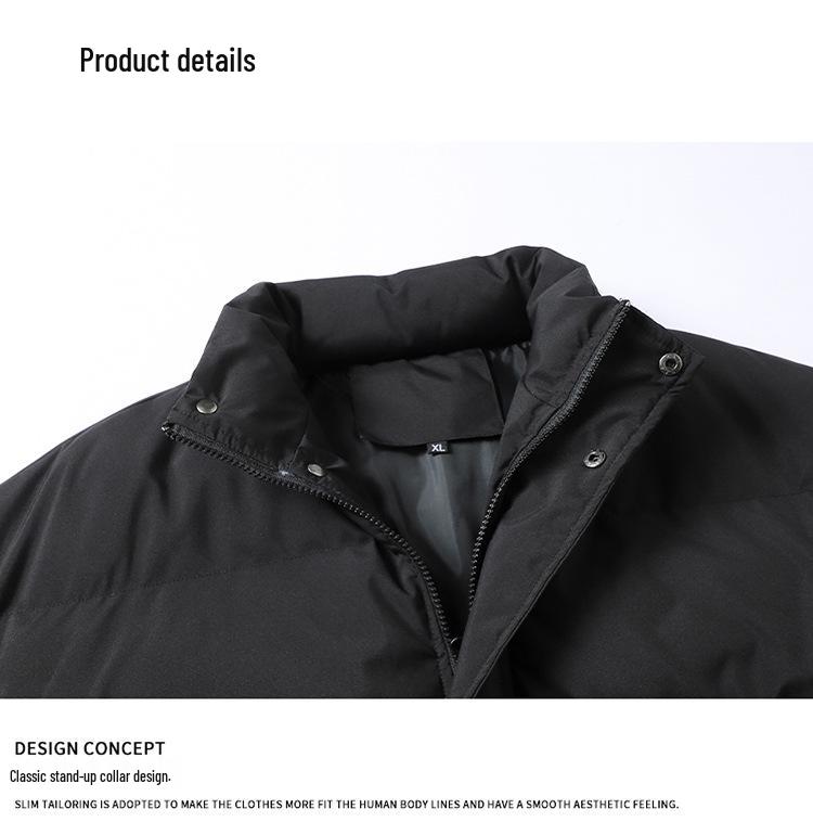 Unisex Cotton Padded Stand Collar Bread Coat - Autumn/Winter Casual Solid Color Jacket