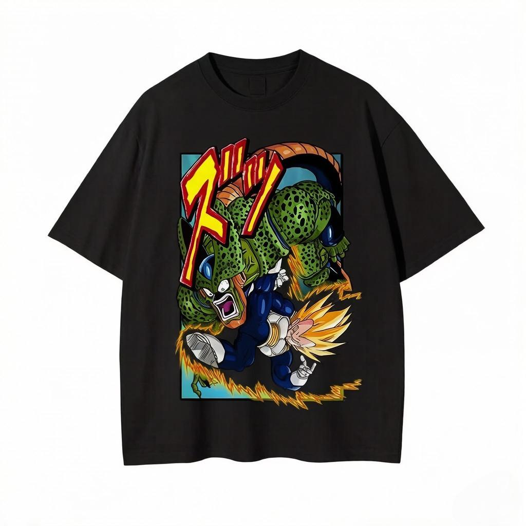 Men s T-shirt Japanese Dragon Ball Print T-shirt Harley Cooku Cotton T-shirt Pop Street Style Short-sleeved Top White S