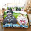 New Kawaii Anime Kuma Kuma Kuma Bear Bedding Set Print With Pillowcase Bed Duvet Cover Soft Single Double Queen Super King Size