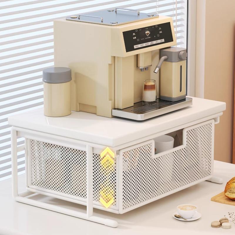 Desktop Coffee Station Organizer, Multifunctional Countertop Storage Shelf with Drawer, Cup Holder & Spice Rack, Kitchen