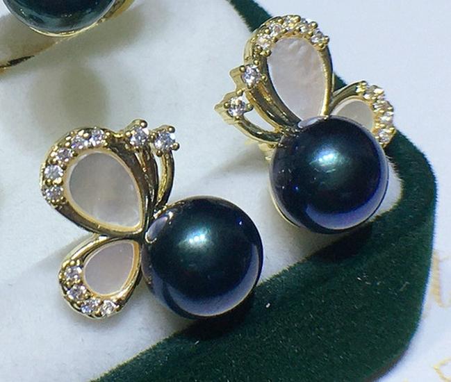 Elegant Summer Korean Style Butterfly Shell Freshwater Pearl Pendant Set for Women (8-9mm), 3-Piece
