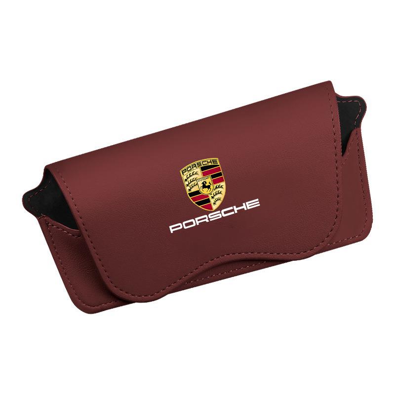 

Car Sun Visor Glasses Clip Sunglasses Storage Case for Porsche Panamera Taycan 911 718 Macan Cayenne Boxster Cayman 918 Pajun червоний