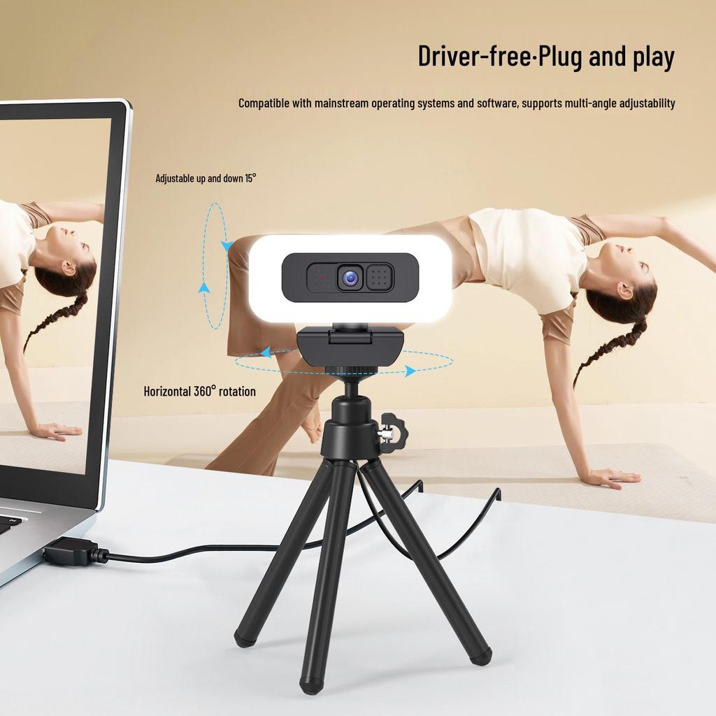 B21 4K USB Camera with Fill Light for Streaming & Conferences