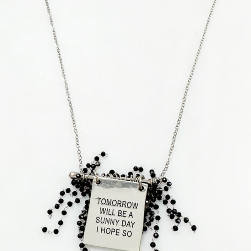 August Harmony Black Beads Fringe Picket Necklace