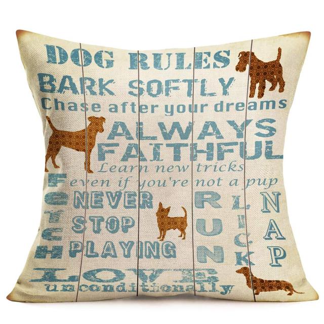 Dog Animal Quotes Linen Pillowcase Sofa Cushion Cover Home Decoration Can Be Customized For You 40x40 50x50 60x60 45x45