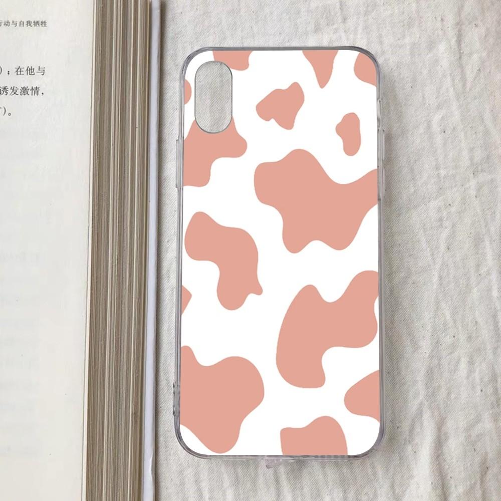 Cow Pattern Phone Case For iPhone 15 13 14 Pro Max XS XR 12 11 Pro 13 Mini 6 7 8 Plus Clear Back Cover Capa