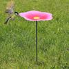 Flower Bird Bath Iron Bird Feeder Tray with Stake Outdoor Water Feeder Flower Bird Bath Bowl for Garden Decoration Bird Lovers Gift