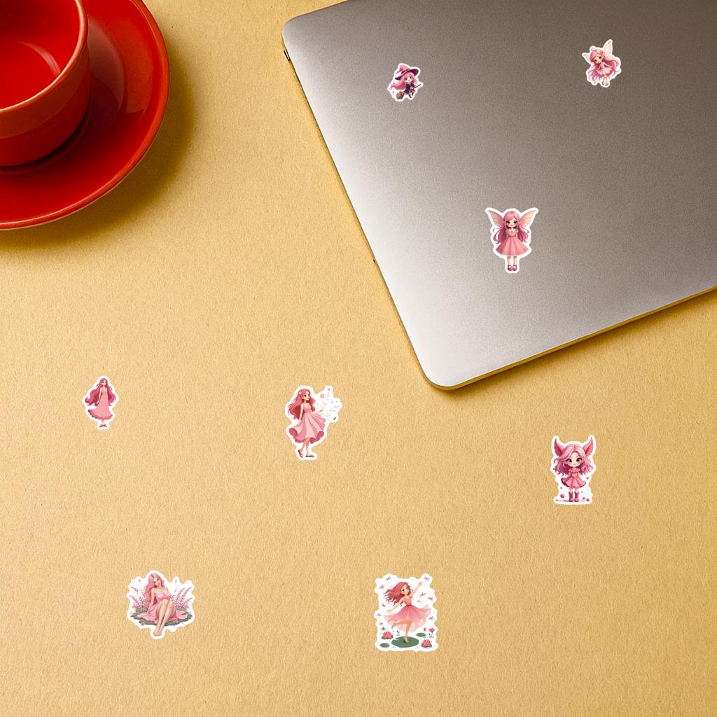35-100pcs Pink Fairy Stickers Kawaii Decals Diy Phone Luggage Guitar Car Cartoon Graffiti Sticker Stationery Stickers