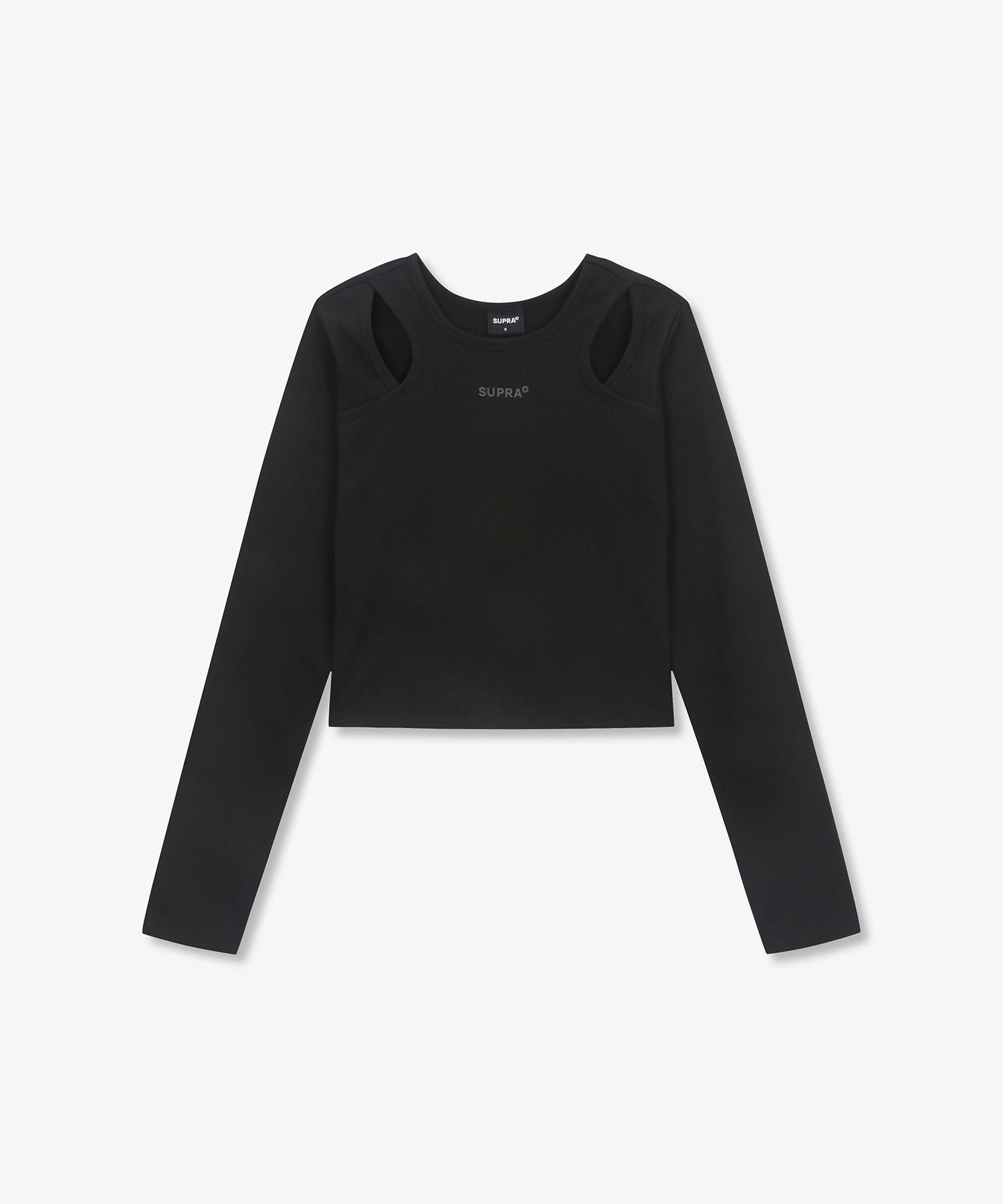 Supra Women S Cutout Long Sleeve Crop T-Shirt (Black) Bks/M