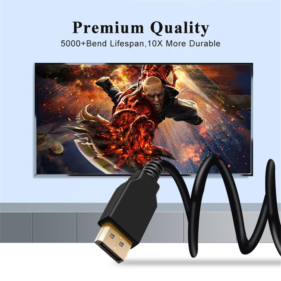 2m DP to DP Monitor Cable 1.4 8K 30Hz 4K 144Hz 32.4Gbps For PC Laptop TV Monitor