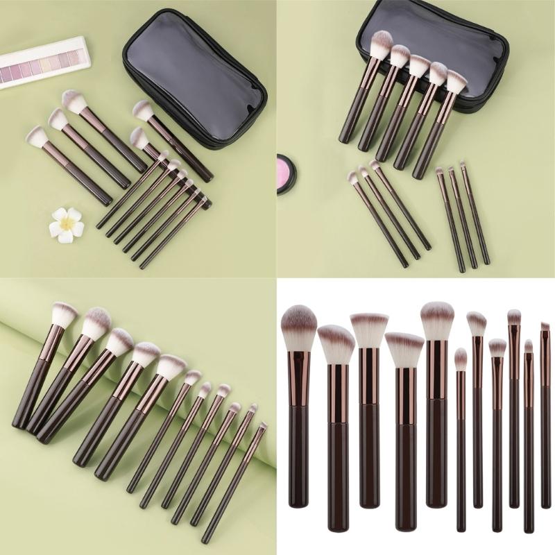 Portable 11 Pieces Makeup Brush Set For Travel Essential Cosmetic Brushes With Storage Bag for Women and Girls