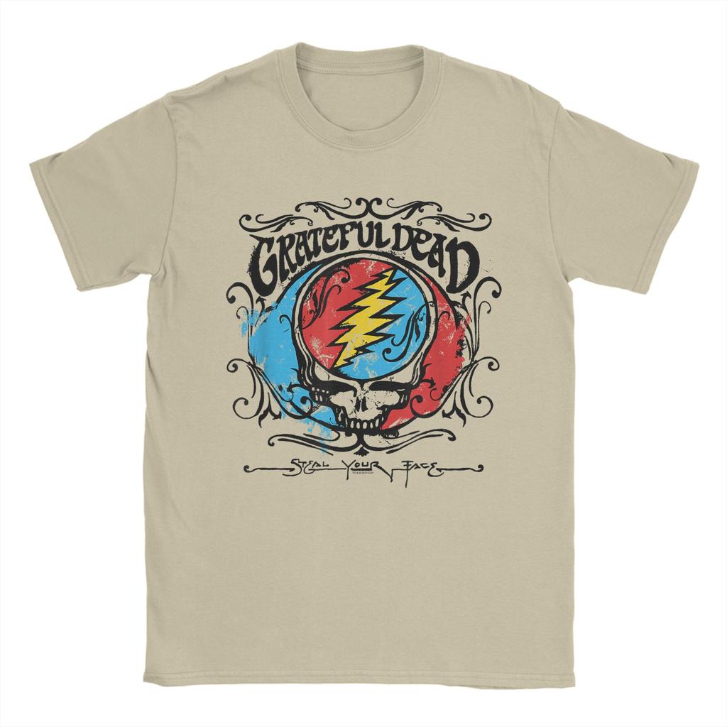 Harajuku T-Shirt Grateful Dead Steal Your Face Handgezeichneter Flair Band Baumwoll-T-Shirts für Herren Sommer Tolle Kurzarm-Oberteile