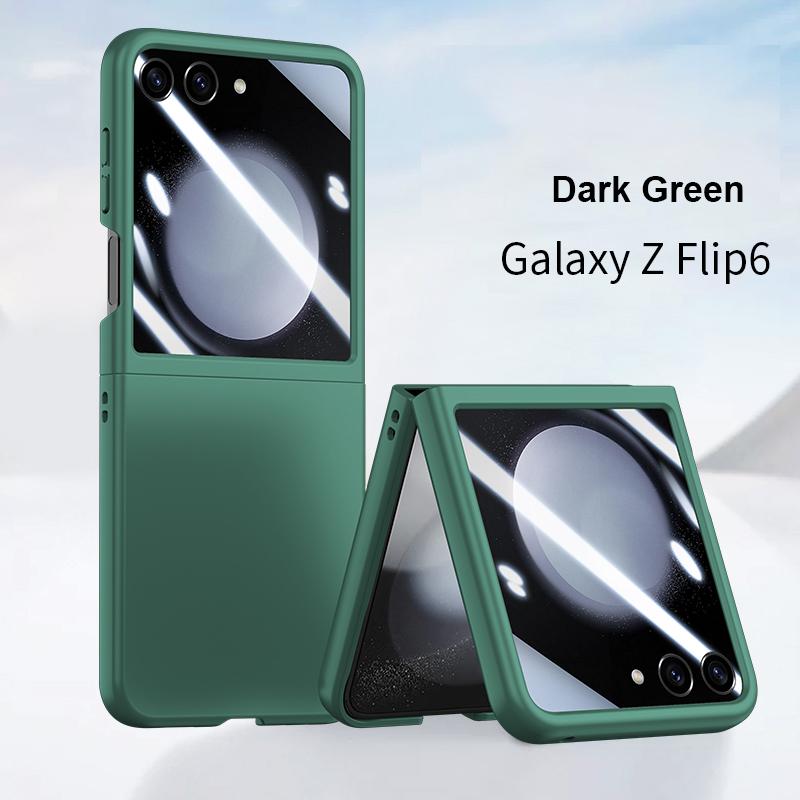 Etui Skin Feel do Samsung Galaxy Z Flip 6 5 5G Flip5 Flip6 Mały ekran z folią zabezpieczającą 2-częściowy zestaw Pokrowiec odporny na wstrząsy