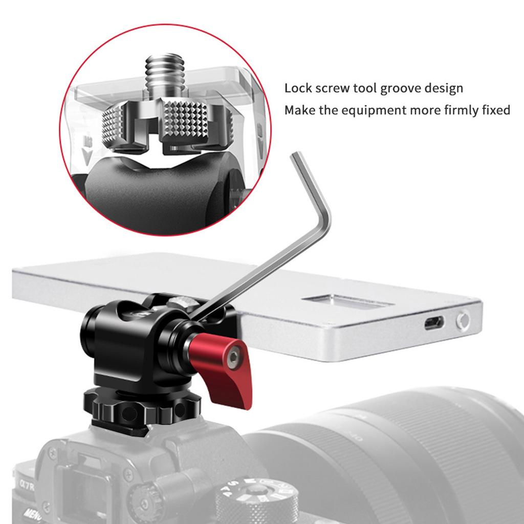 Supporto per Monitor da Fotocamera da 1/4 di pollice con Attacco Slitta Fredda Rotazione a 360 Gradi Inclinabile di 180° Supporto Stabile e Robusto