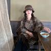 Lazy Autumn and Winter Retro Plaid Shawl for Women with High End Large Scarf Cloak