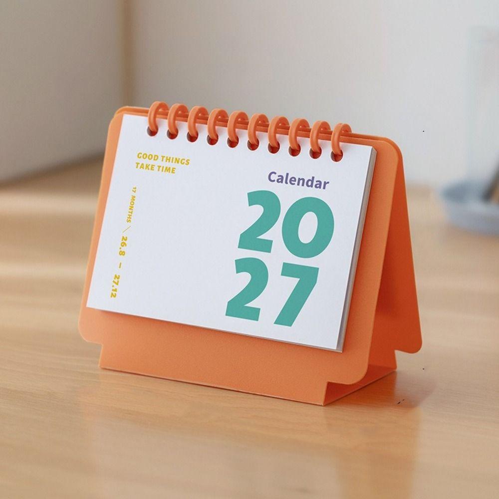 Portable 2027 Mini Desk Calendar Coil Calendar Daily Planning Calendar Desktop Decoration