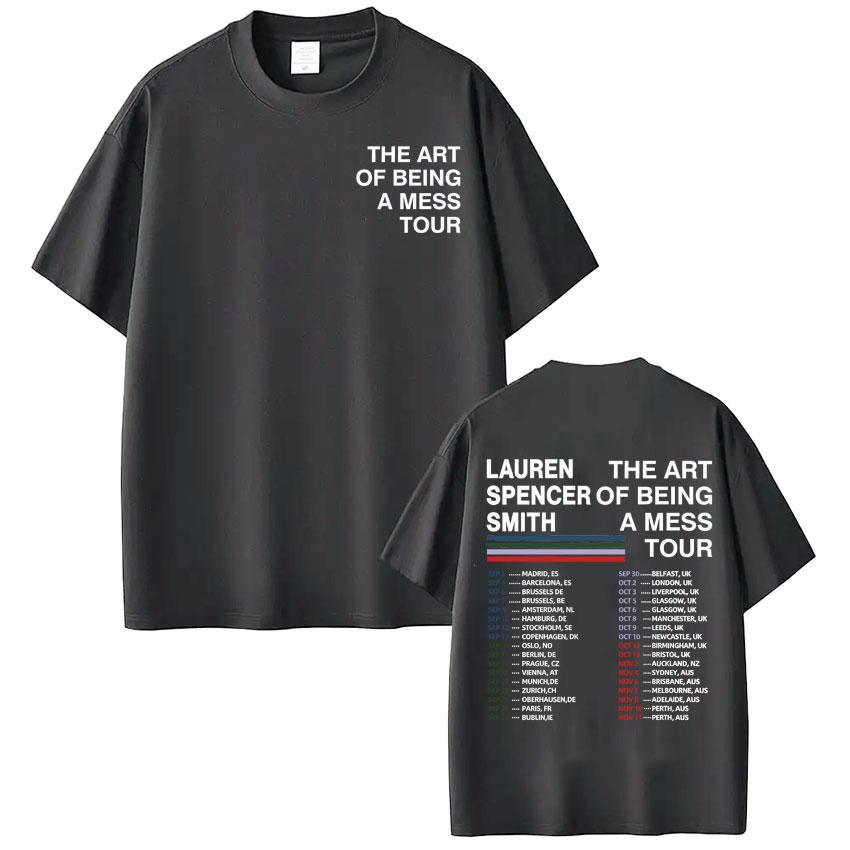 Lauren Spencer Smith The Art of Being A Mess Tour Vintage Tees Men Women Fashion Loose T-shirt Cotton Casual T-shirts Fan Gifts