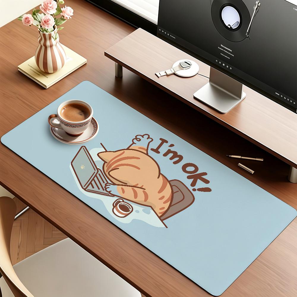 Cute Cat Illustration Mouse Pad For Office Gaming And Keyboards Non-Slip Large Waterproof